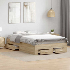 Bed Frame Drawer Brown Engineered Wood