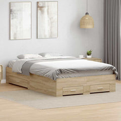 Bed Frame Drawer Brown Engineered Wood