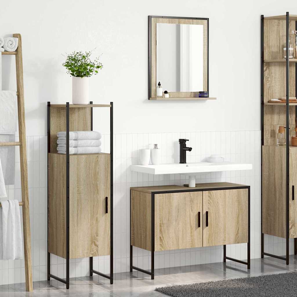 vidaXL Bathroom Furniture Set 3 pcs Brown 33 x 33 x 120.5 cm 4