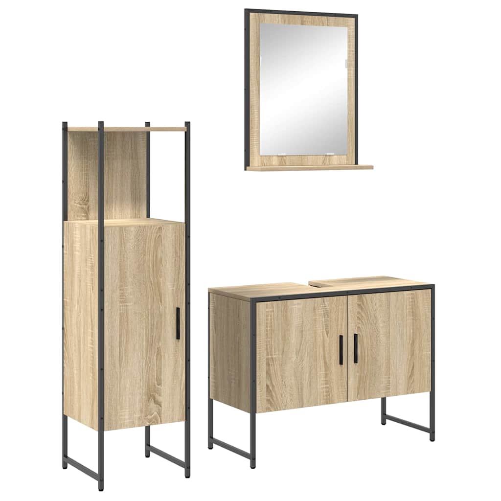 vidaXL Bathroom Furniture Set 3 pcs Brown 33 x 33 x 120.5 cm 2