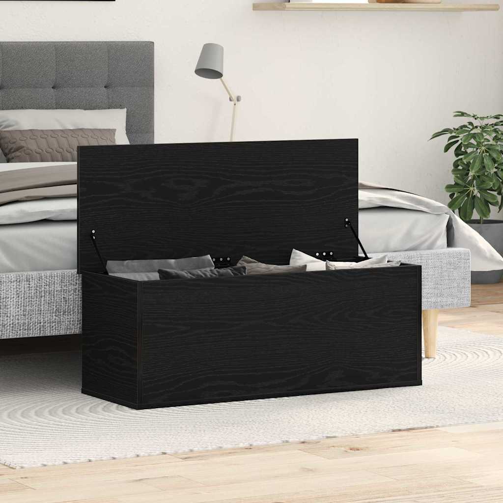 vidaXL Storage Box Black Oak 90 x 35 x 35 cm Engineered Wood 4
