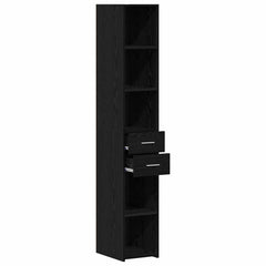vidaXL Bookcase with Drawer Black Oak 30 x 42.4 x 185.2 cm 5