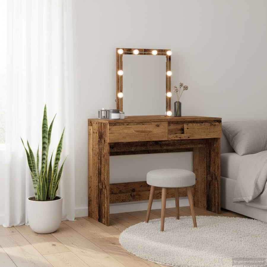 vidaXL Dressing Table Old Wood 100 x 40 x 130 cm Engineered Wood 1