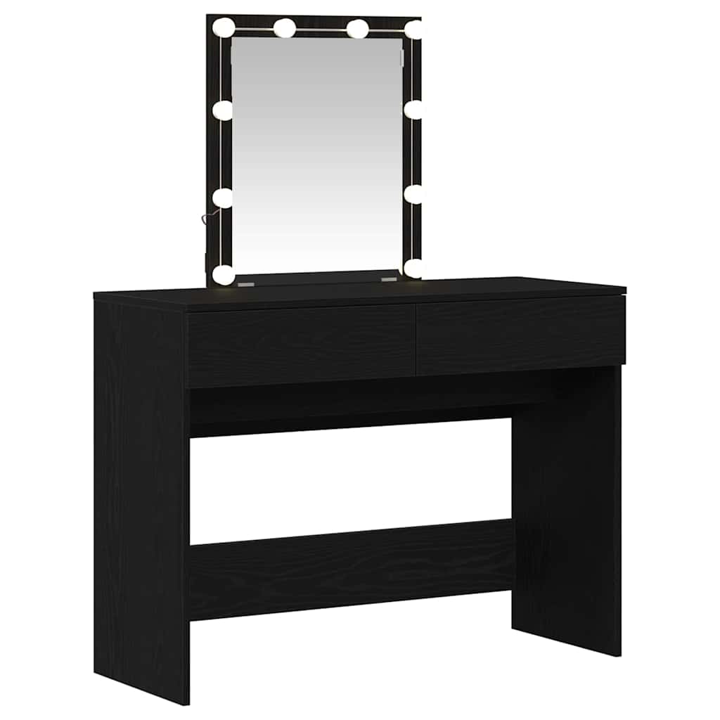 Dressing Table with LED 100x40x130 cm Black oak