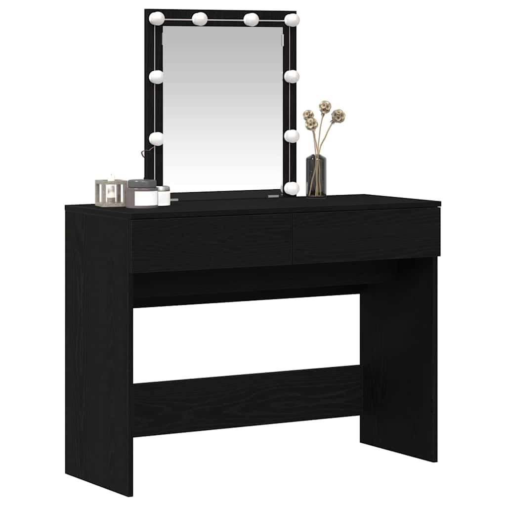 Dressing Table with LED 100x40x130 cm Black oak