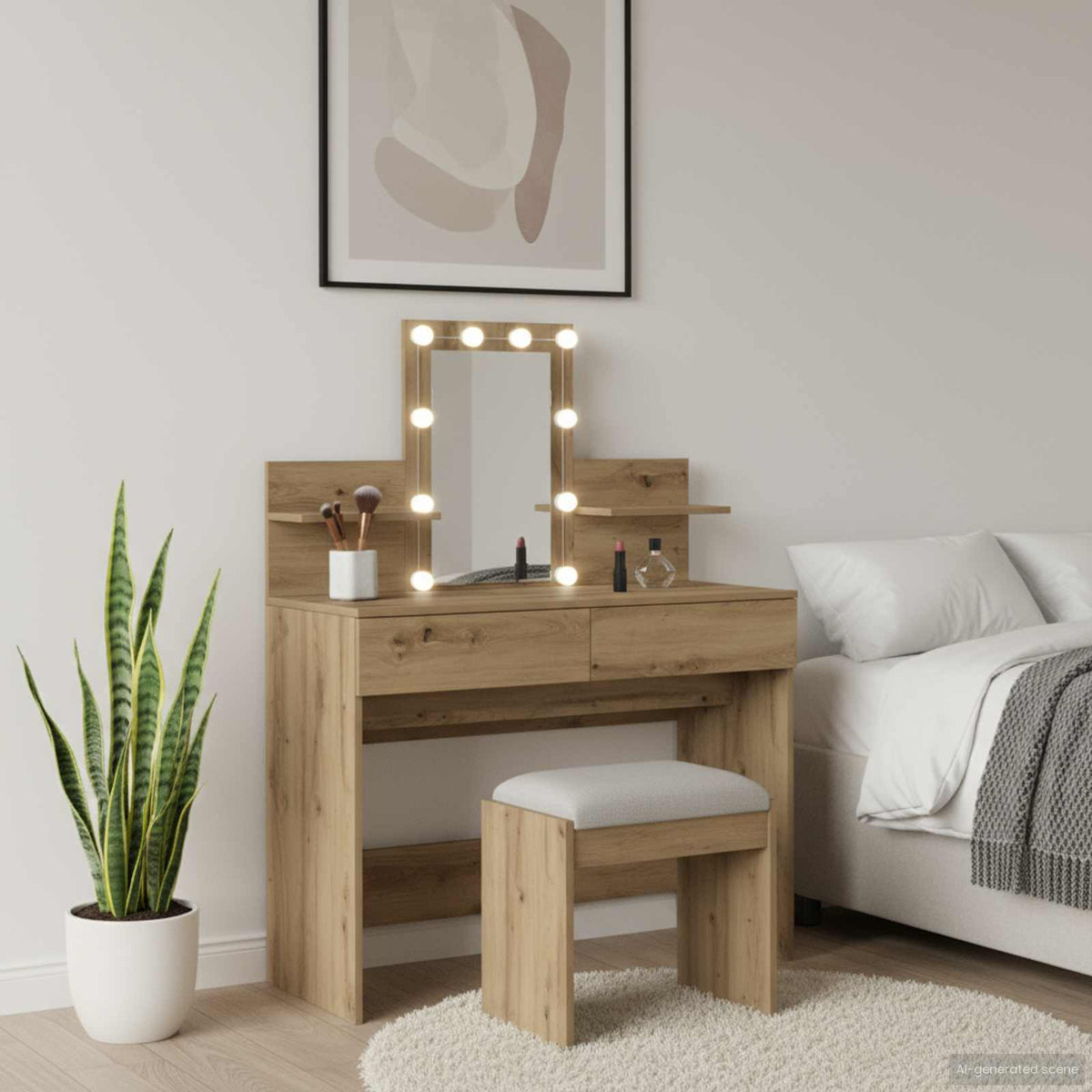 vidaXL Dressing Table with LED 100x40x130 cm