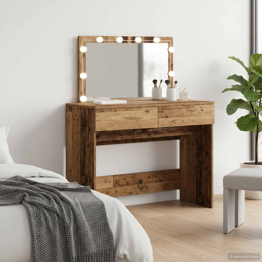 vidaXL Dressing Table Old Wood 100 x 40 x 120 cm Engineered Wood 1