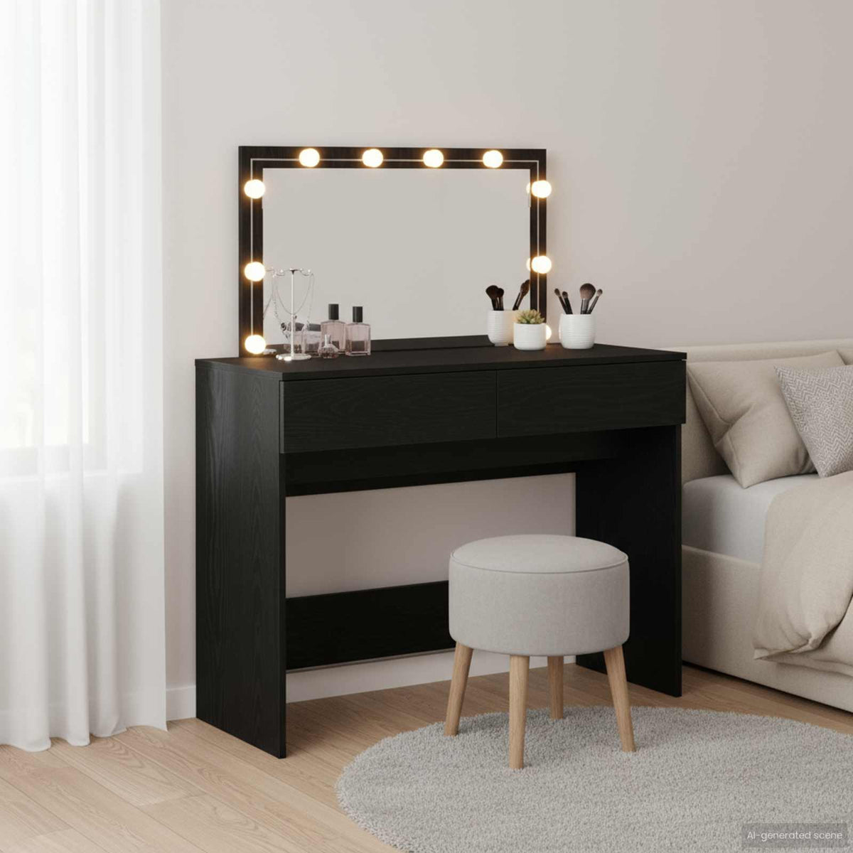 vidaXL Dressing Table Black Oak 100 x 40 x 120 cm Engineered Wood 1