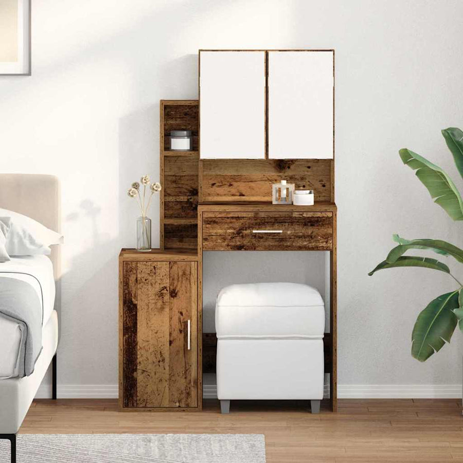 vidaXL Dressing Table Old Wood 80 x 35 x 132 cm Engineered Wood 1