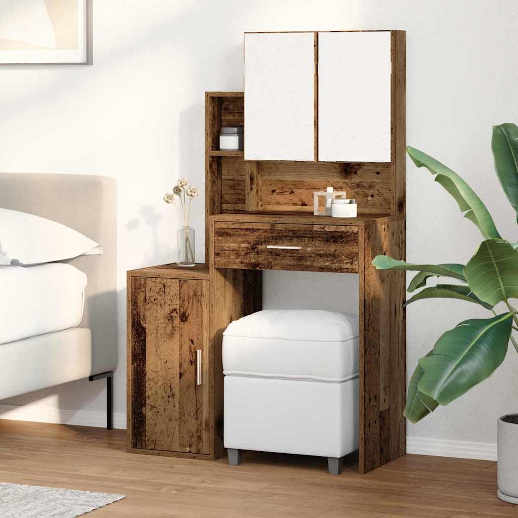vidaXL Dressing Table Old Wood 80 x 35 x 132 cm Engineered Wood 4