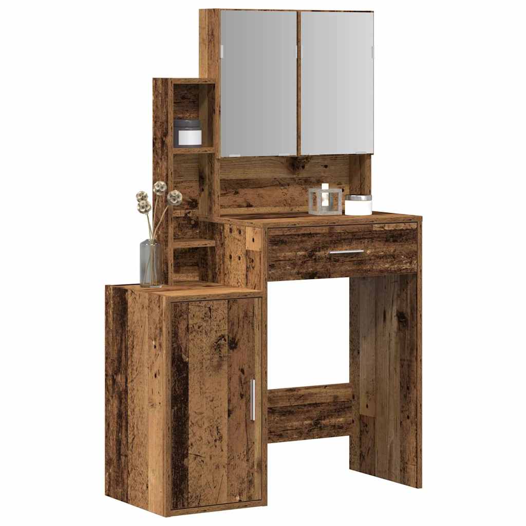 vidaXL Dressing Table Old Wood 80 x 35 x 132 cm Engineered Wood 3