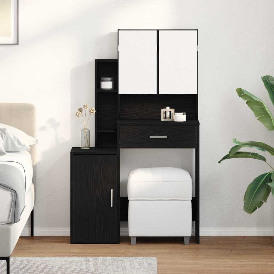 vidaXL Dressing Table Black Oak 80 x 35 x 132 cm Engineered Wood 1