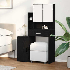 vidaXL Dressing Table Black Oak 80 x 35 x 132 cm Engineered Wood 4