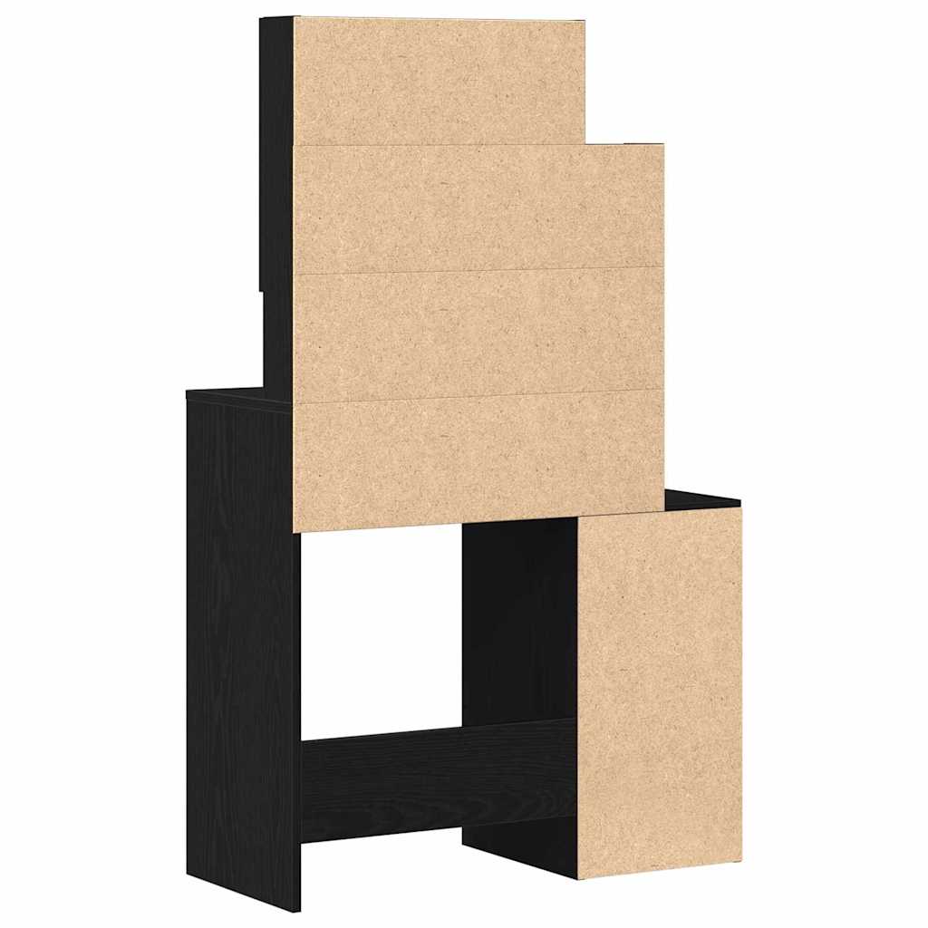vidaXL Dressing Table Black Oak 80 x 35 x 132 cm Engineered Wood 6