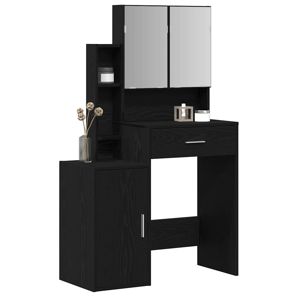 vidaXL Dressing Table Black Oak 80 x 35 x 132 cm Engineered Wood 3