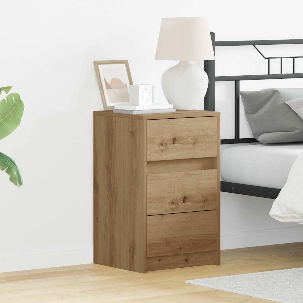 vidaXL Bedside Cabinet with LED Lights Engineered Wood