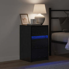 vidaXL Bedside Cabinet Black Oak 38 x 34 x 61 cm Engineered wood 4