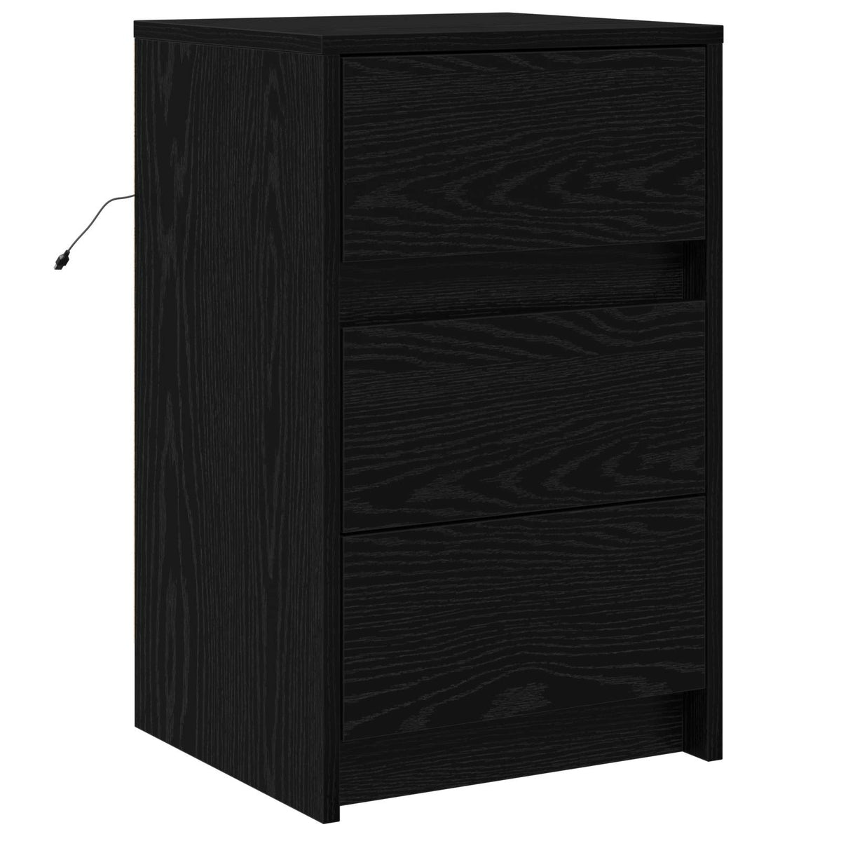 Bedside Cabinet with LED Lights Engineered Wood Black oak