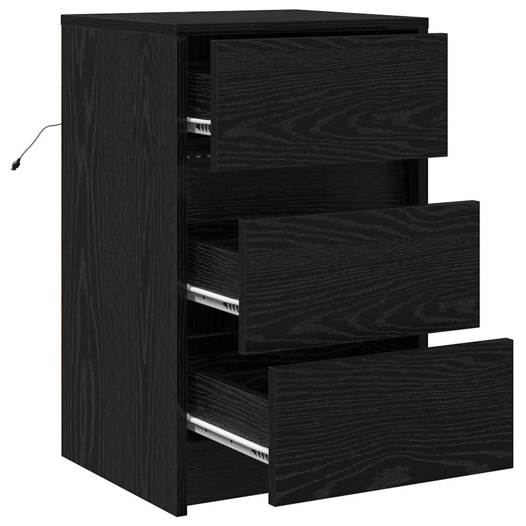 vidaXL Bedside Cabinet Black Oak 38 x 34 x 61 cm Engineered wood 6