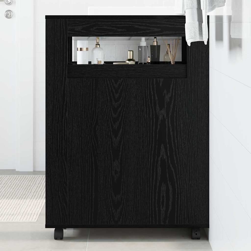 vidaXL Narrow Bathroom Cabinet with Wheels Engineered Wood