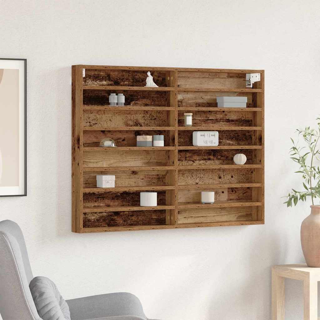 vidaXL Display Cabinet Wall-Mounted Old Wood 100 x 8.5 x 75 cm 1