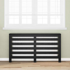 vidaXL Radiator Cover Black Oak 149 x 20 x 82 cm Engineered Wood 1