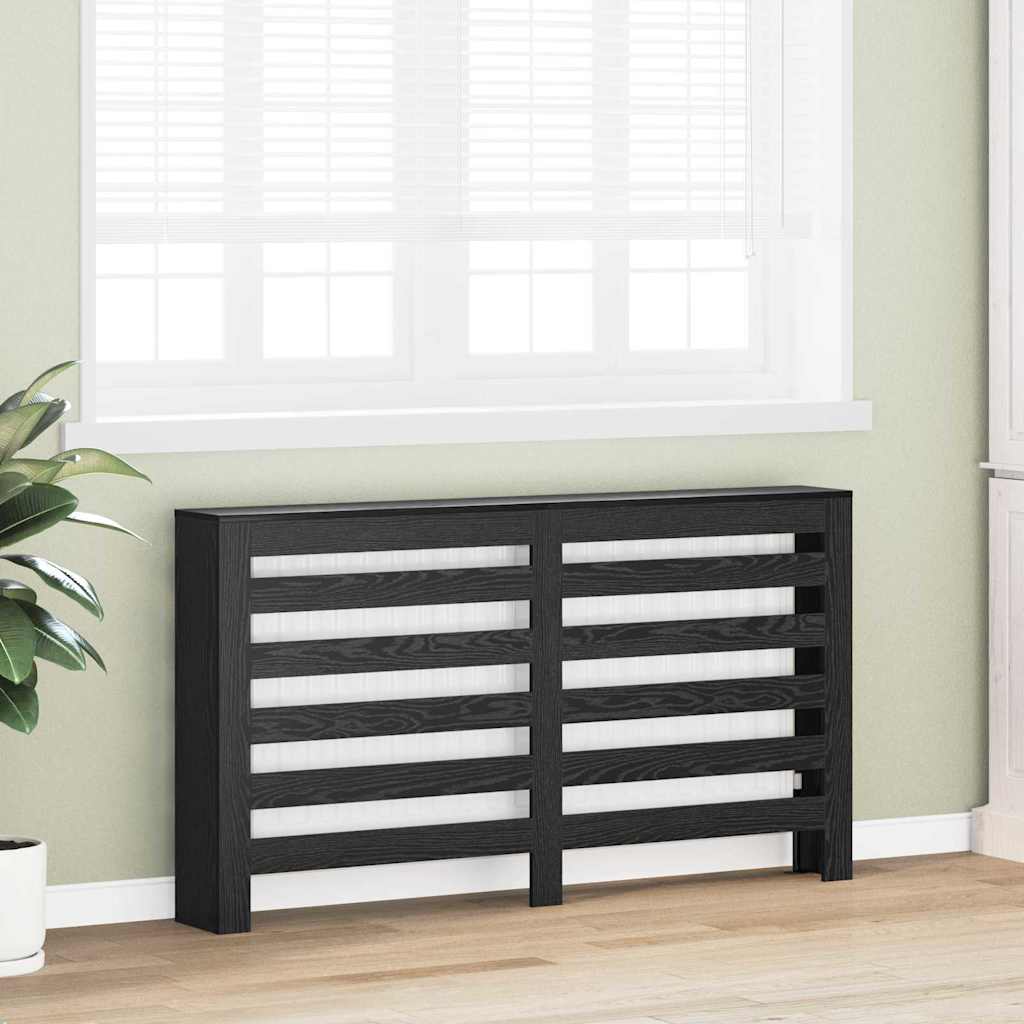 vidaXL Radiator Cover Black Oak 149 x 20 x 82 cm Engineered Wood 3