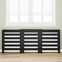 vidaXL Radiator Cover Black Oak 205 x 21.5 x 83.5 cm Engineered Wood 1