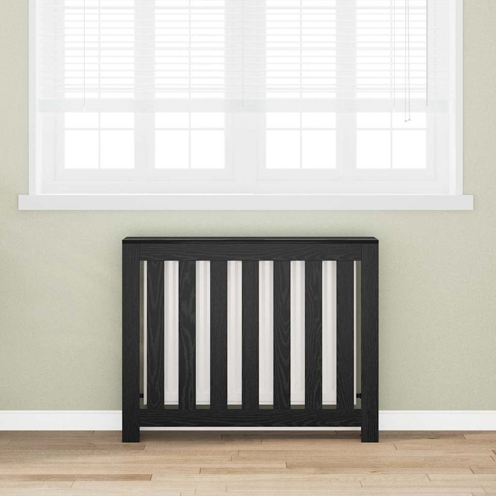 vidaXL Radiator Cover Black Oak 104 x 20 x 82 cm Engineered Wood 1