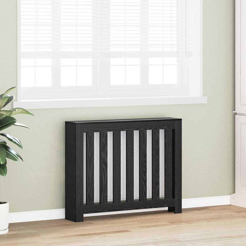 vidaXL Radiator Cover Black Oak 104 x 20 x 82 cm Engineered Wood 3