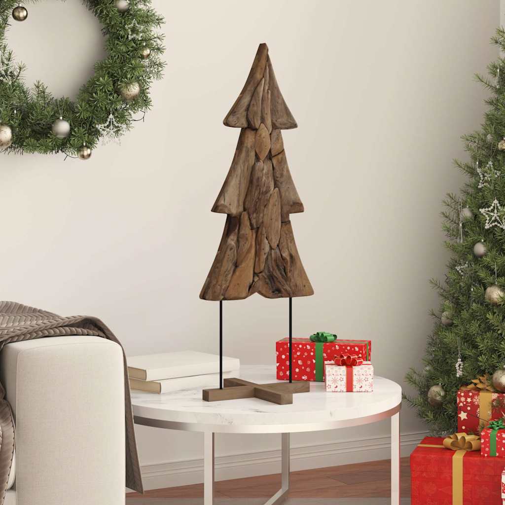 vidaXL Christmas Tree with Stand Brown 90 cm Solid teak wood 3