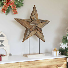 vidaXL Christmas Star LEDs Brown 59.5 x 18 x 74 cm Solid Teak Wood 3