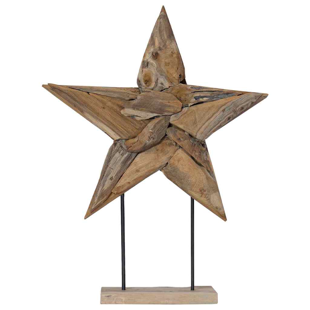 vidaXL Christmas Star LEDs Brown 59.5 x 18 x 74 cm Solid Teak Wood 4