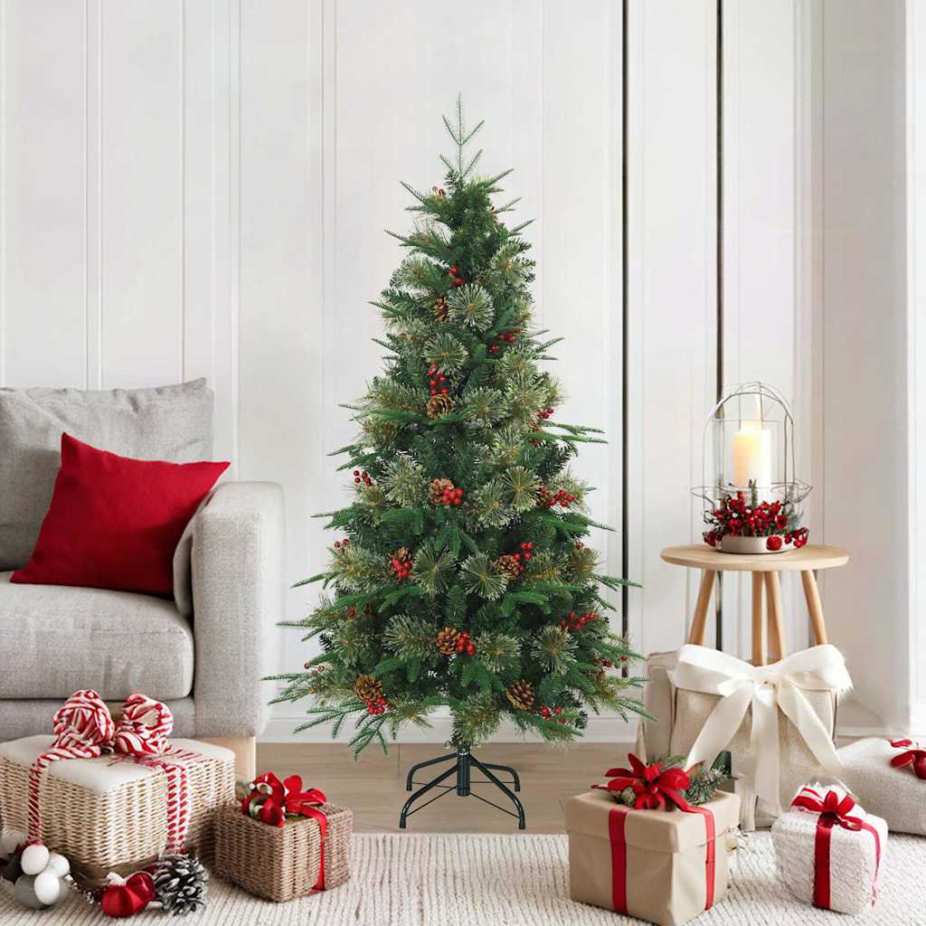 vidaXL Artificial Hinged Christmas Tree Green 150 cm PVC, PE and Steel 1