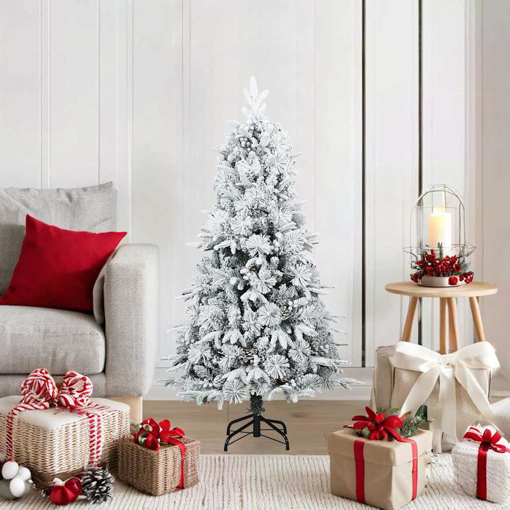 vidaXL Artificial Hinged Christmas Tree Snow Flocked White 120 cm 1
