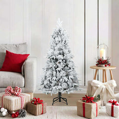 vidaXL Artificial Hinged Christmas Tree Snow Flocked White 120 cm 1