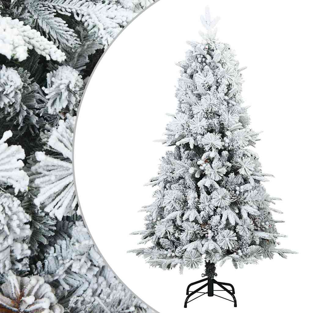 vidaXL Artificial Hinged Christmas Tree Snow Flocked White 120 cm 2