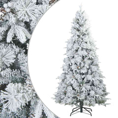 vidaXL Artificial Hinged Christmas Tree Snow Flocked White 180 cm 2