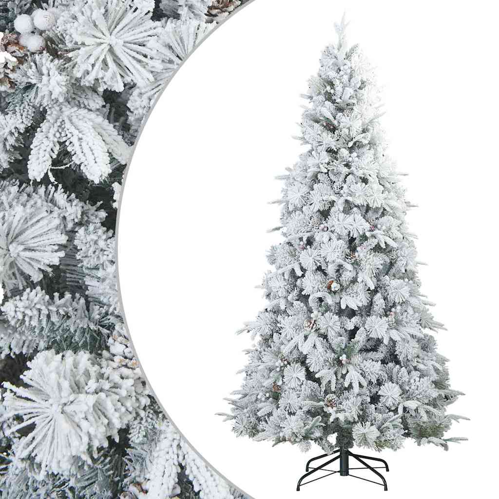 Artificial Hinged Christmas Tree Snow Flocked Green and white 180 cm