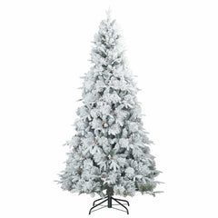 vidaXL Artificial Hinged Christmas Tree Snow Flocked White 180 cm 3
