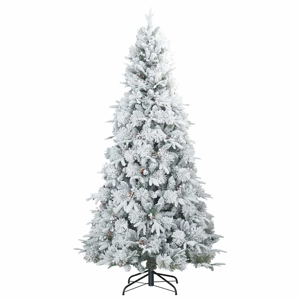 Artificial Hinged Christmas Tree Snow Flocked Green and white 180 cm