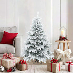 Artificial Hinged Christmas Tree PVC and PE White and green 120 cm