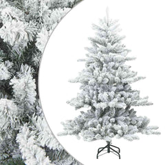 vidaXL Artificial Hinged Christmas Tree Snow Flocked White 150 cm 2