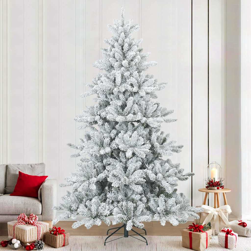 Artificial Hinged Christmas Tree PVC White and green 240 cm