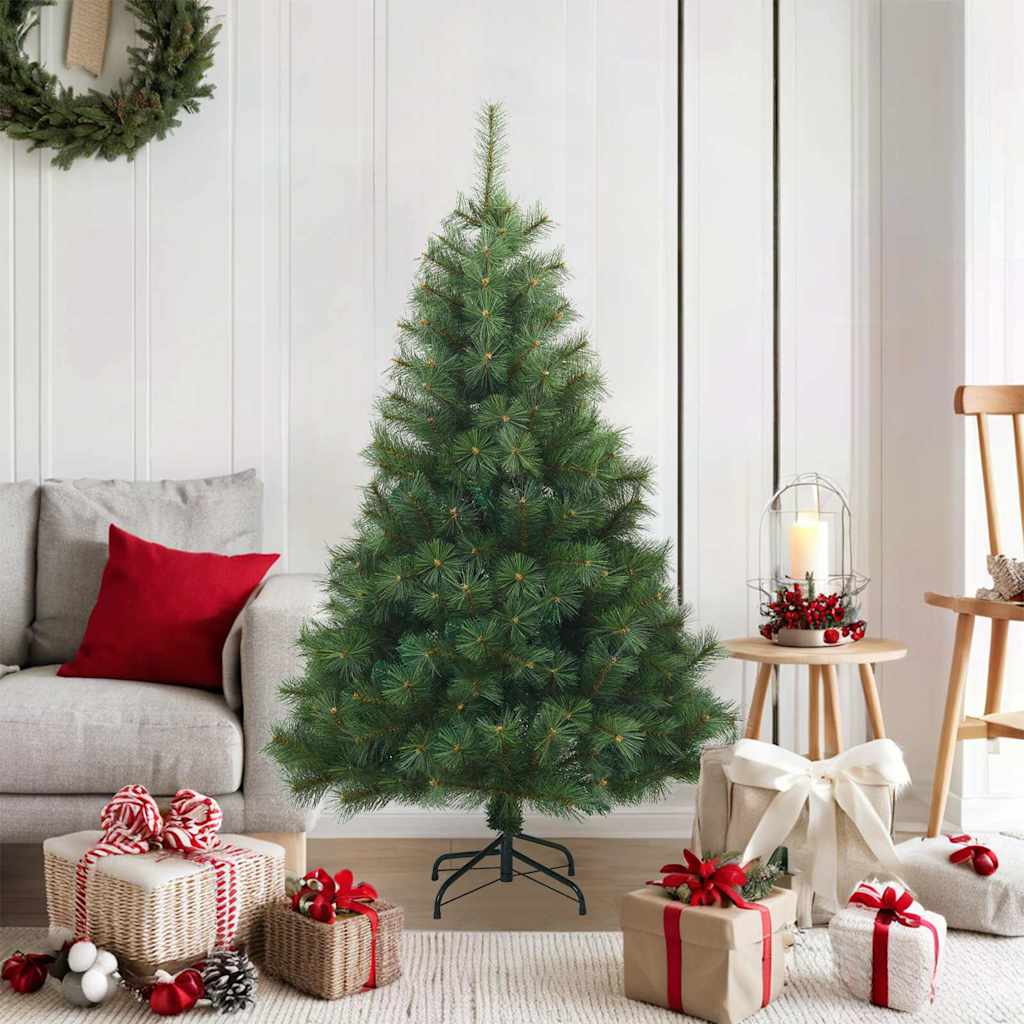 vidaXL Artificial Hinged Christmas Tree Green 120 cm PVC, steel 1
