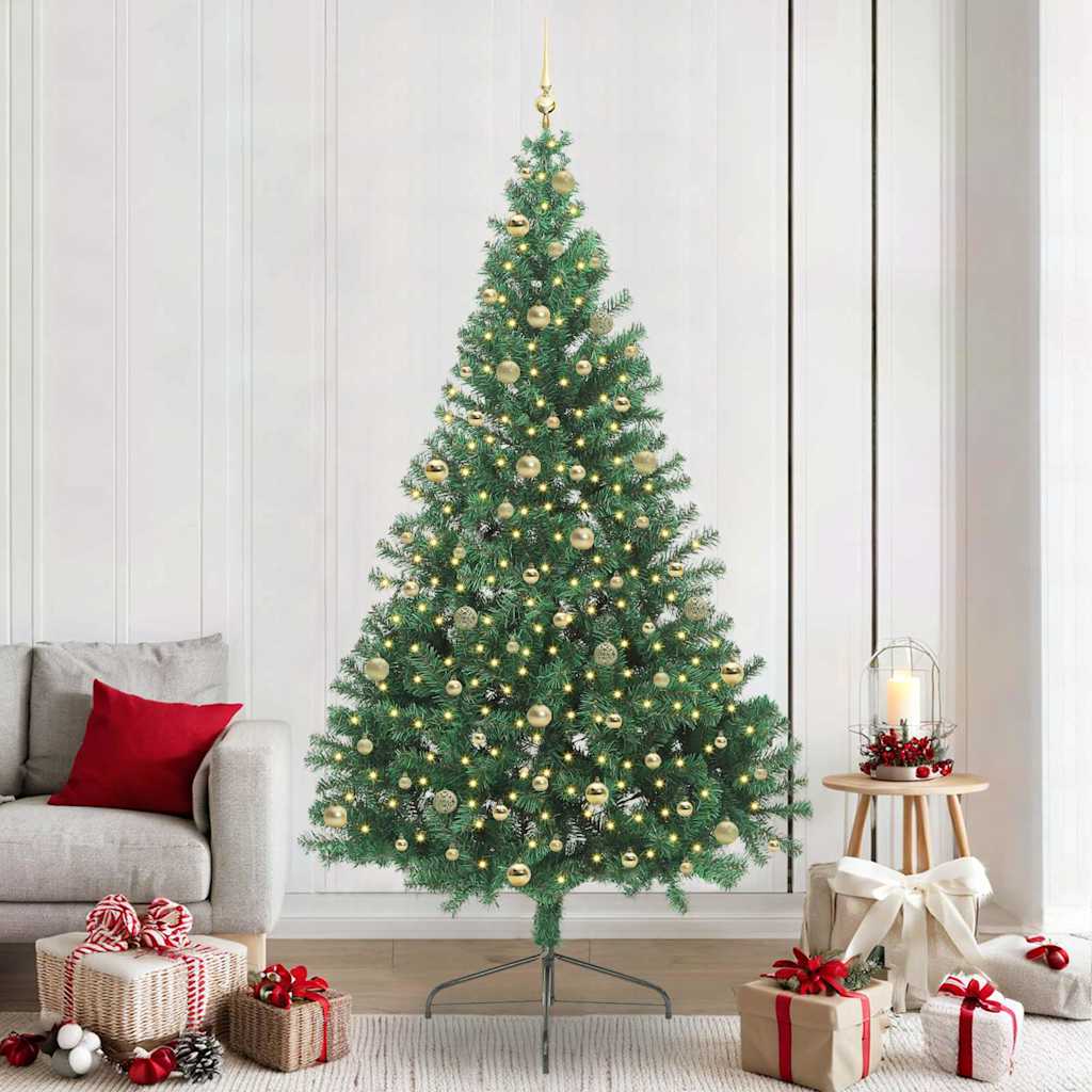 vidaXL Artificial Pre-lit Christmas Tree PVC 240 cm Green