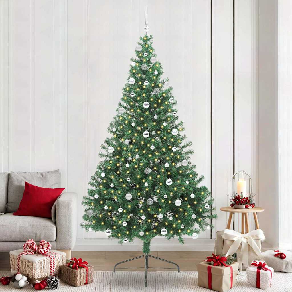 vidaXL Artificial Pre-lit Christmas Tree PVC 240 cm Green