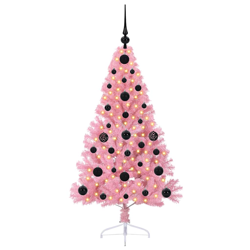 vidaXL Artificial Pre-lit Christmas Tree Pink 120 cm PVC 3