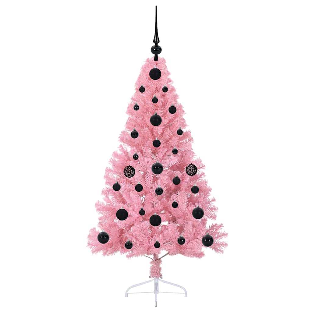 vidaXL Artificial Pre-lit Christmas Tree Pink 120 cm PVC 4