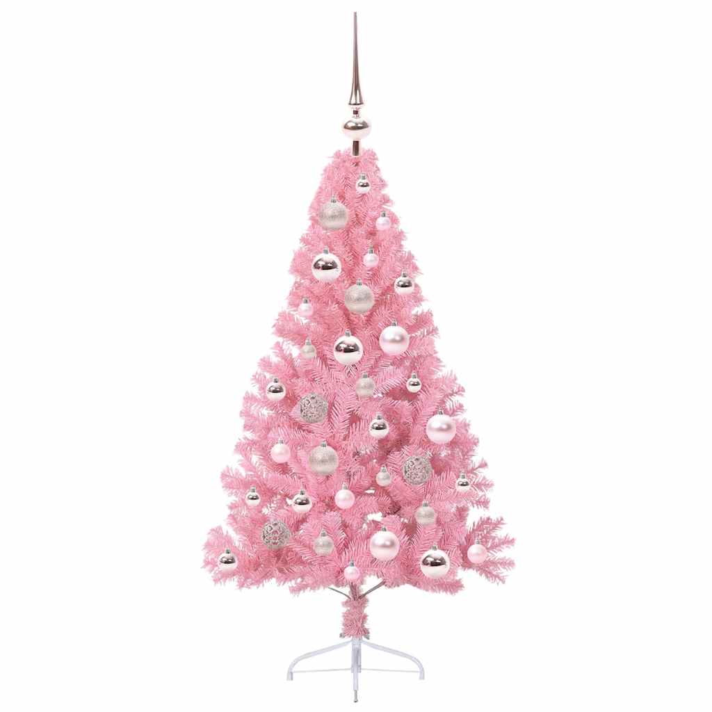 vidaXL Artificial Pre-lit Christmas Tree Pink 120 cm PVC 4